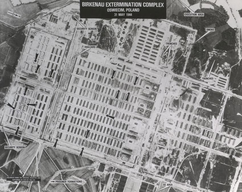 The Photo-Reconnaissance plane was actually looking for the nearby IG Farben war production factory and other war production facilities in the area.