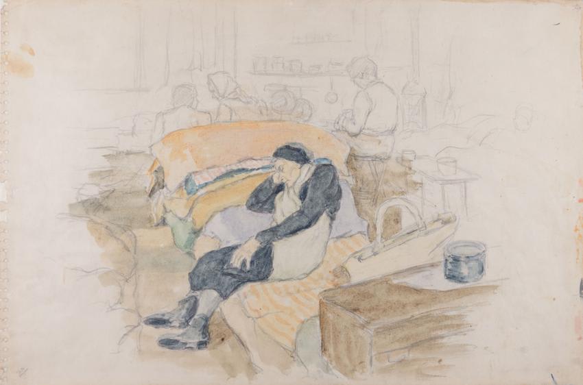 Malva Schalek (Malvína Schalková) (1882, Prague – 1944, Auschwitz-Birkenau). Rest, Terezin Ghetto, 1942-1944