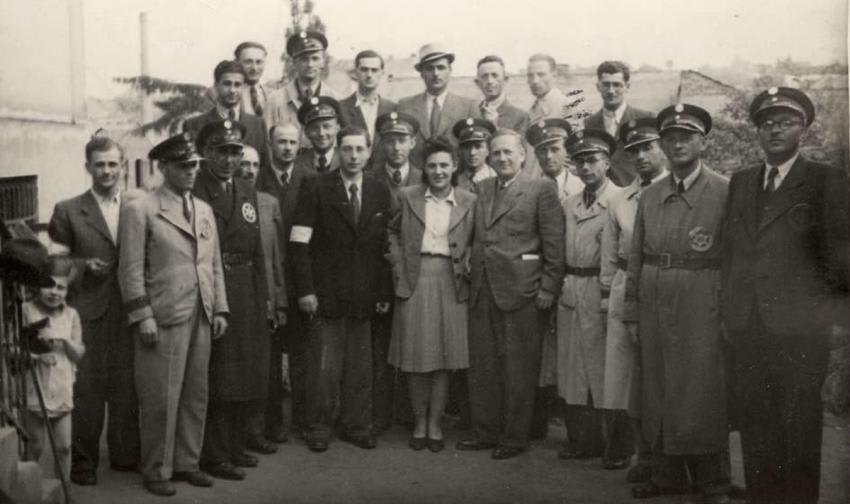 Group photograph during a wedding in the Bochnia ghetto, Poland, June 1942