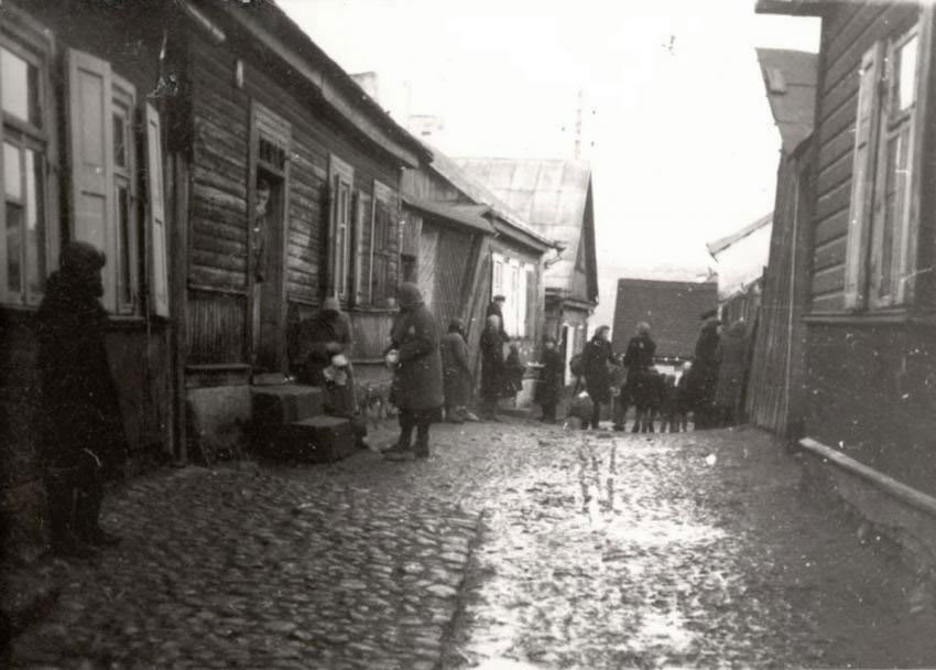 Kovno, Lithuania, A street in the ghetto.