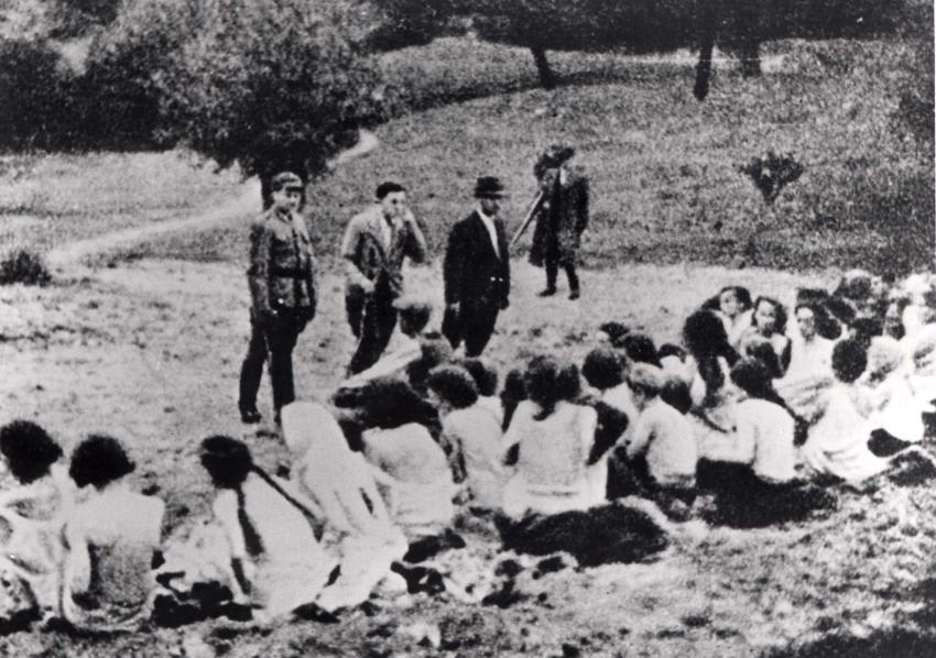 Liepaja, Latvia, Local collaborators gathering Jewish children before their execution