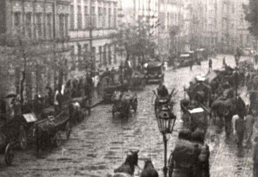 One of the main streets in the Krakow Ghetto during a deportation, April 1941