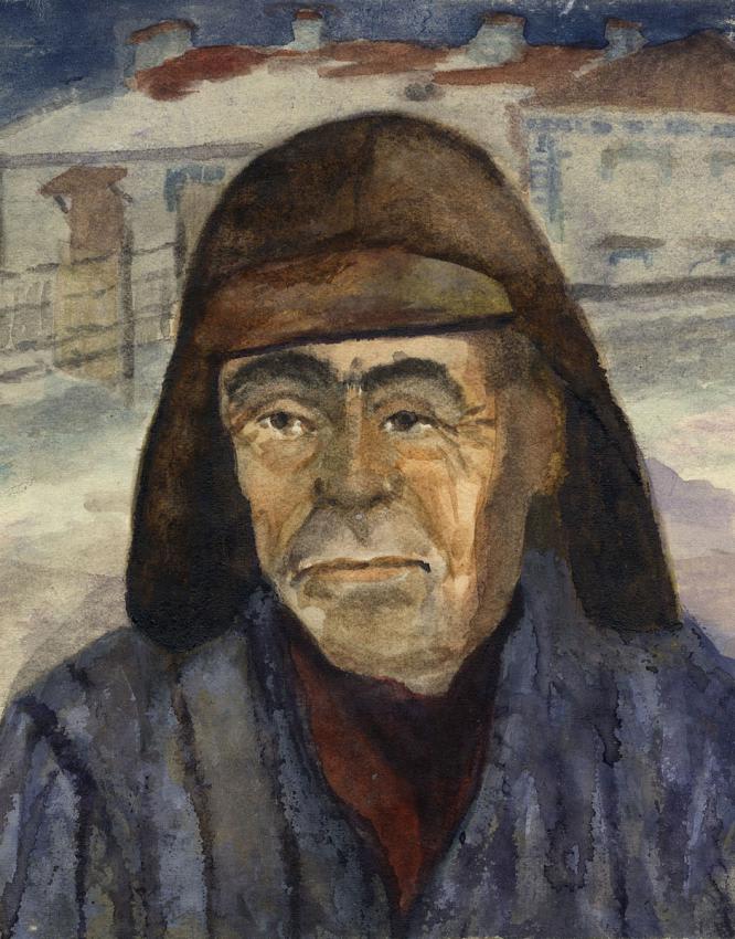 Arnold Daghani (1909-1985), Portrait of a Man Wearing a Hat, 1943