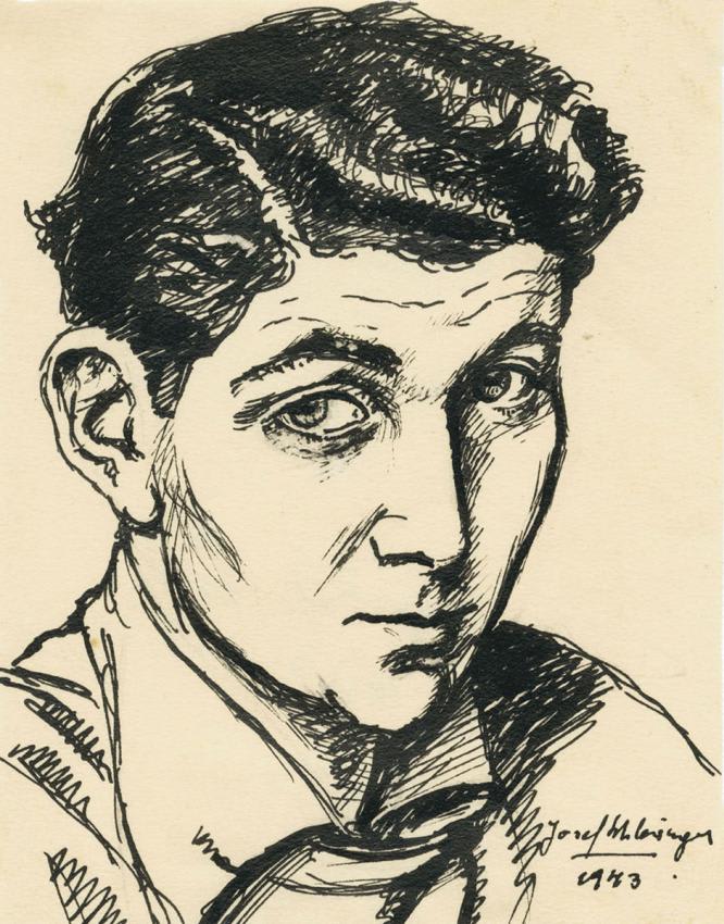 Josef Schlesinger (1919-1993), Self-portrait, Kovno Ghetto, 1943