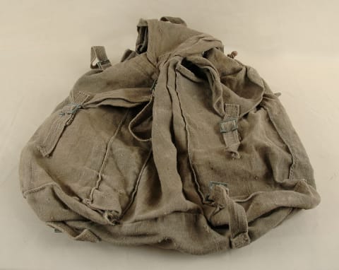 Army backpack that Leo Sinberger from Vinkovci, Croatia, used during the war when he joined the Yugoslav partisans.