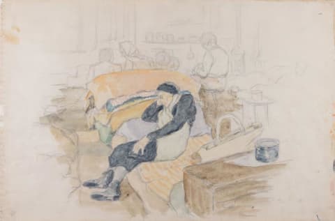 Malva Schalek (Malvína Schalková) (1882, Prague – 1944, Auschwitz-Birkenau). Rest, Terezin Ghetto, 1942-1944