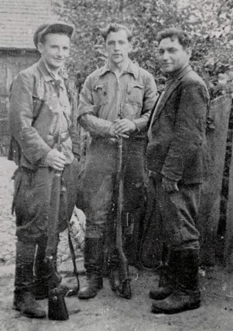 Poland, three jewish partizan comanders at the partizan unit "Zhukov", after liboration, July 1944