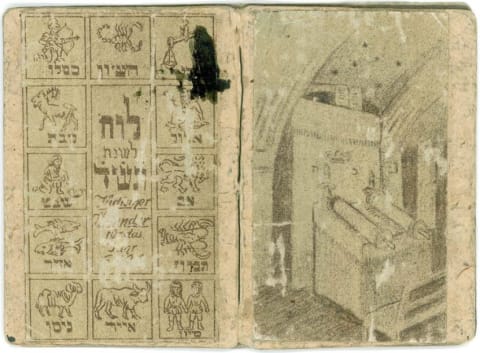 A calendar for the Jewish Year 5704 (1943-44) that was made and reproduced by Asher Berlinger in Theresienstadt