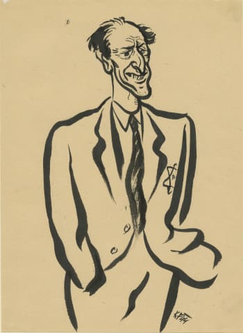 Karel Fleischmann (1897-1944), Portrait of a Man, Theresienstadt Ghetto, 1944