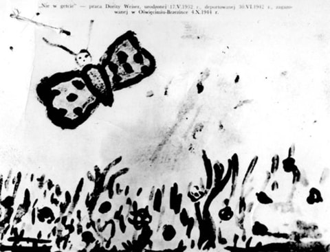 Theresienstadt, Czechoslovakia, A painting entitled "It's Not in the Ghetto", by Dority Weiser