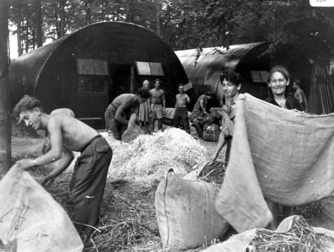 A group of passengers from the Exodus 1947, in a DP camp in Poppendorf, Germany, September 1947