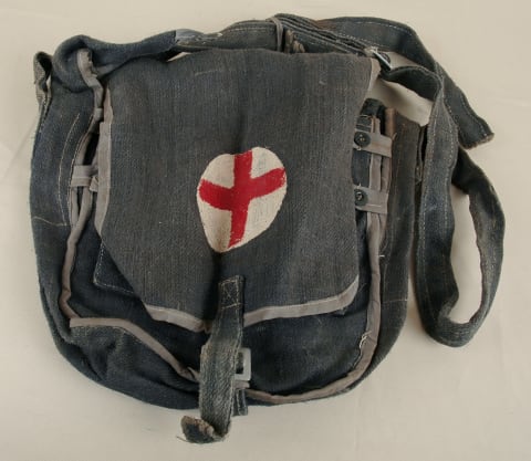 Army first-aid knapsack that Leo Sinberger from Vinkovci, Croatia, used during the war when he joined the Yugoslav partisans.