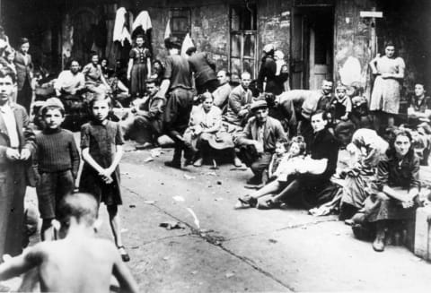 Jews fleeing the city of Kielce, Poland, two days after the pogrom perpetrated against the Jewish community, July 6, 1946