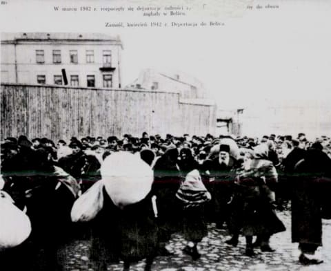 Deportation of Jews from Zamosc, Poland to the Belzec death camp, April 1942