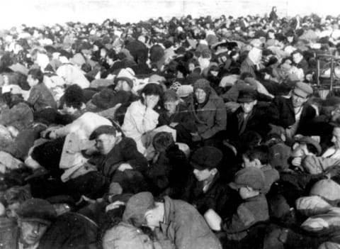 Jews from Siedlce, Poland, before deportation, August 22, 1942