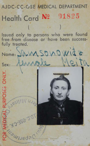 Certificate confirming the health of Meita Samsonowitz, issued in Munich on 18 July 1948.