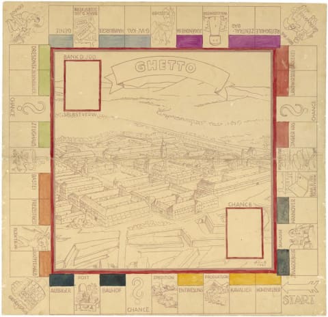 Monopoly game made in the graphics workshop in the Theresienstadt ghetto in 1943