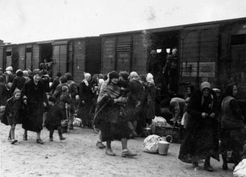 Transport arrival at Auschwitz-Birkenau