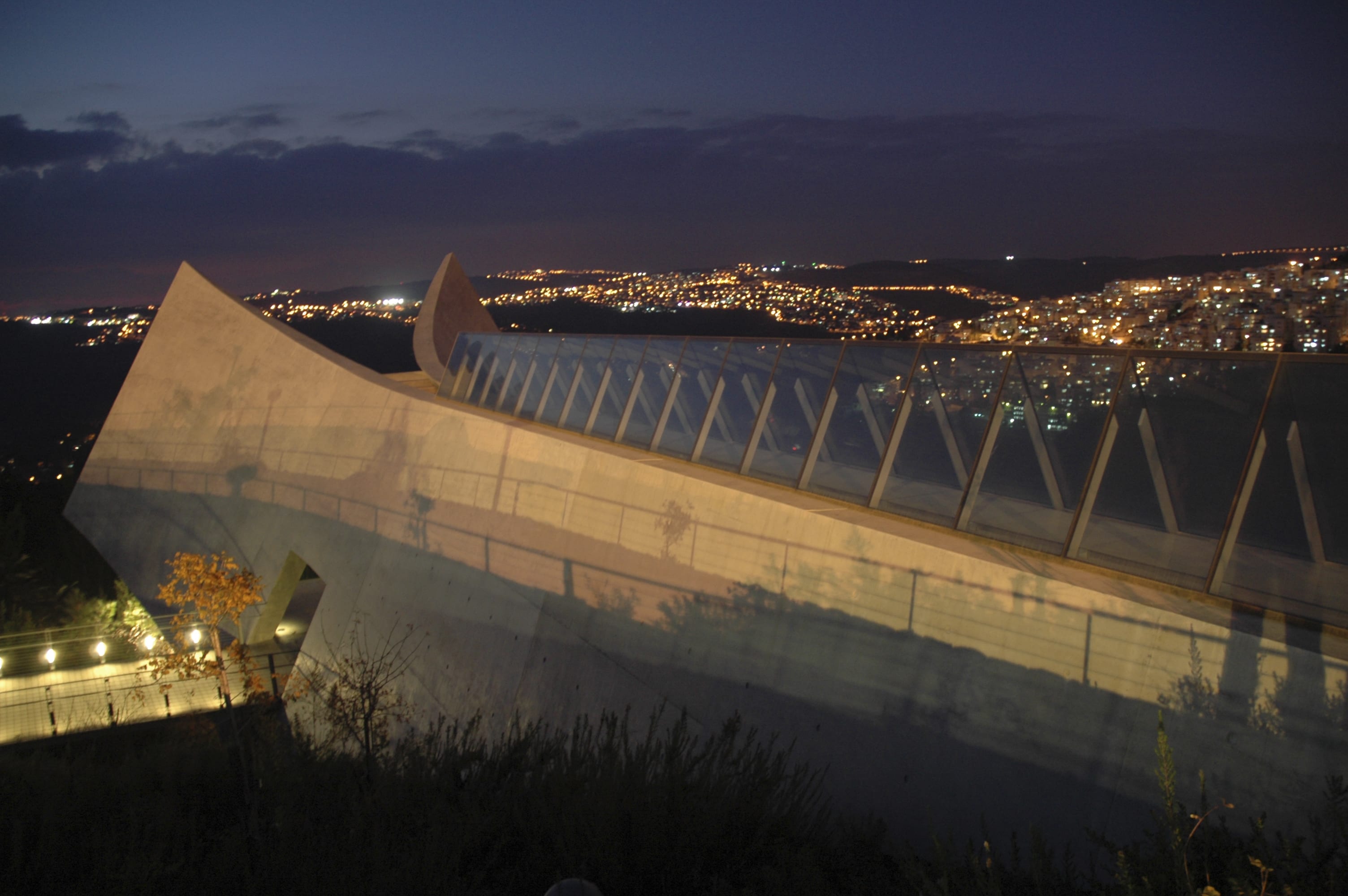 Yad Vashem Holocaust History Museum at night