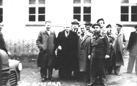 David Ben-Gurion visits Holocaust survivors in Bergen-Belsen, Germany, October 1945