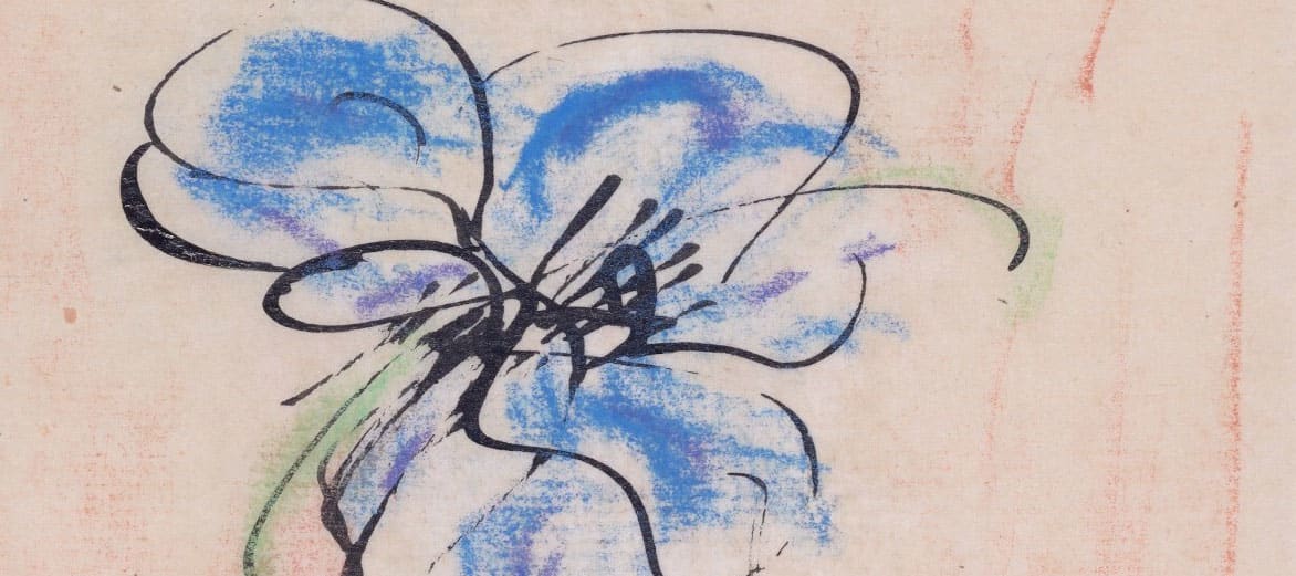 Hanna Hellmann, Blue Flower on a Brown Background