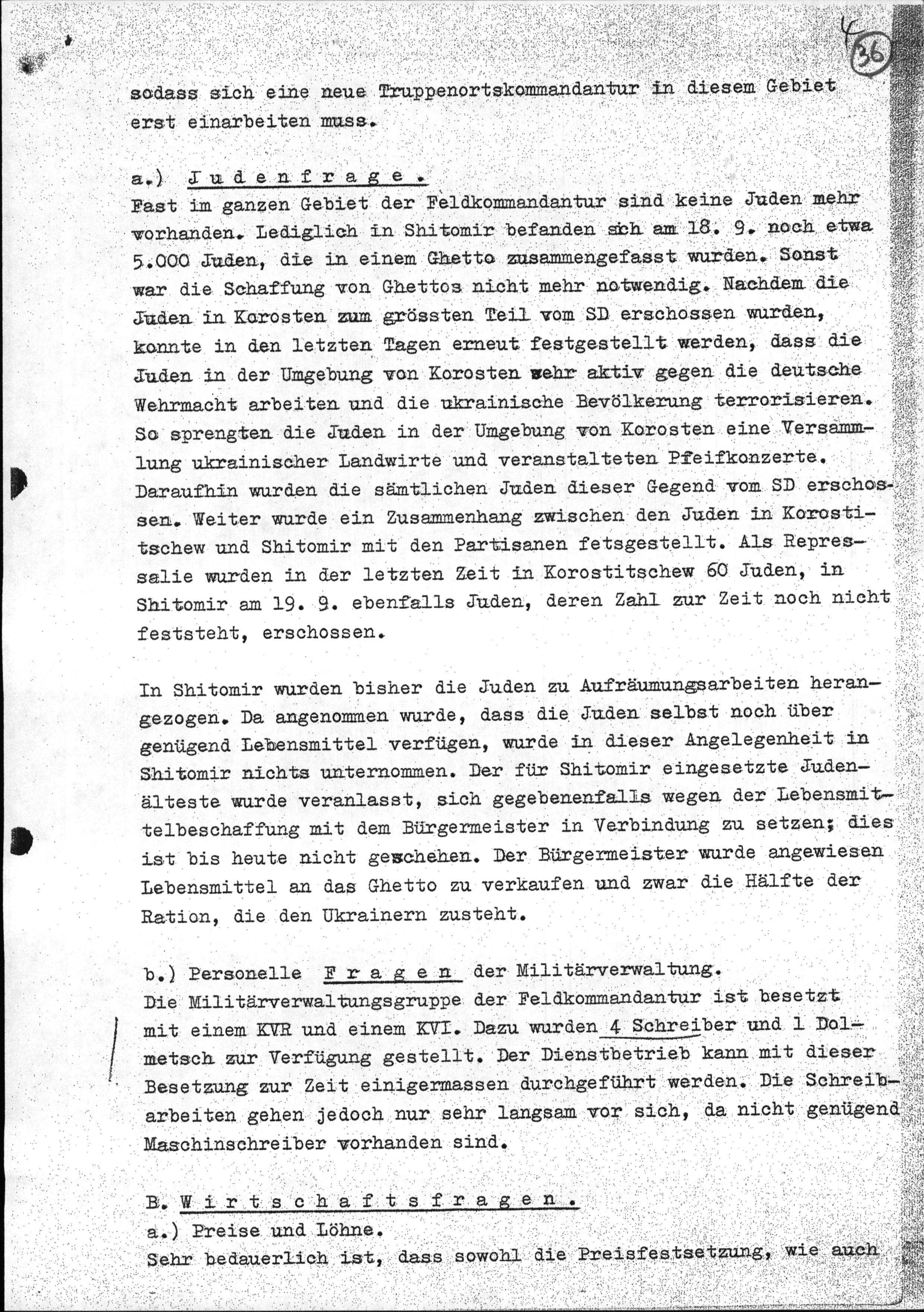 Reports by different army units in Ukraine and Russia regarding the political situation, the administration and economic issues in their respective operational areas, 1941 / 1942
