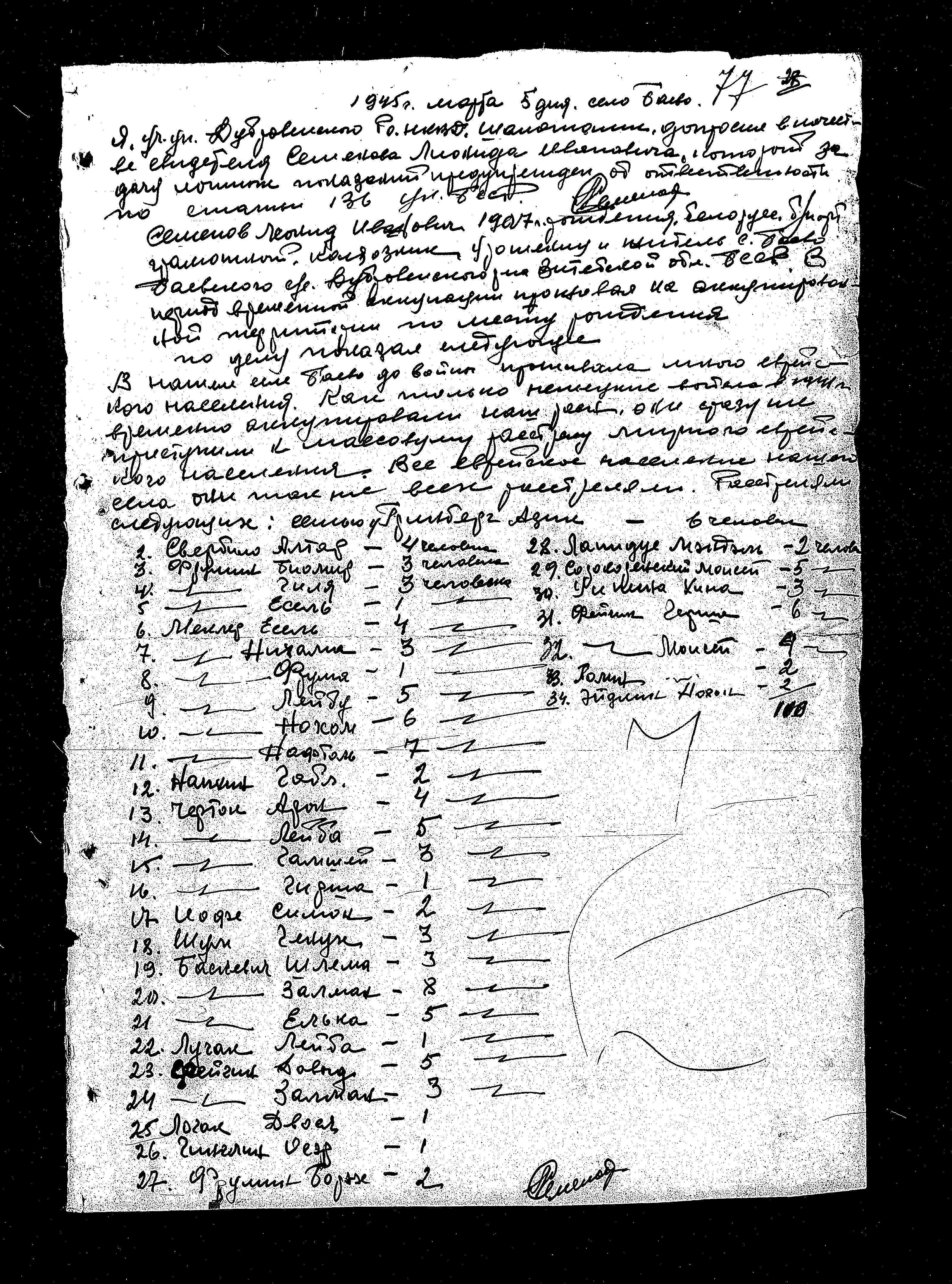 Documentation of the Extraordinary State Commission for the investigation of Nazi crimes in the Soviet Union from 1945 regarding the murder and persecution of Jews in the Dubrovno region in 1941-1942