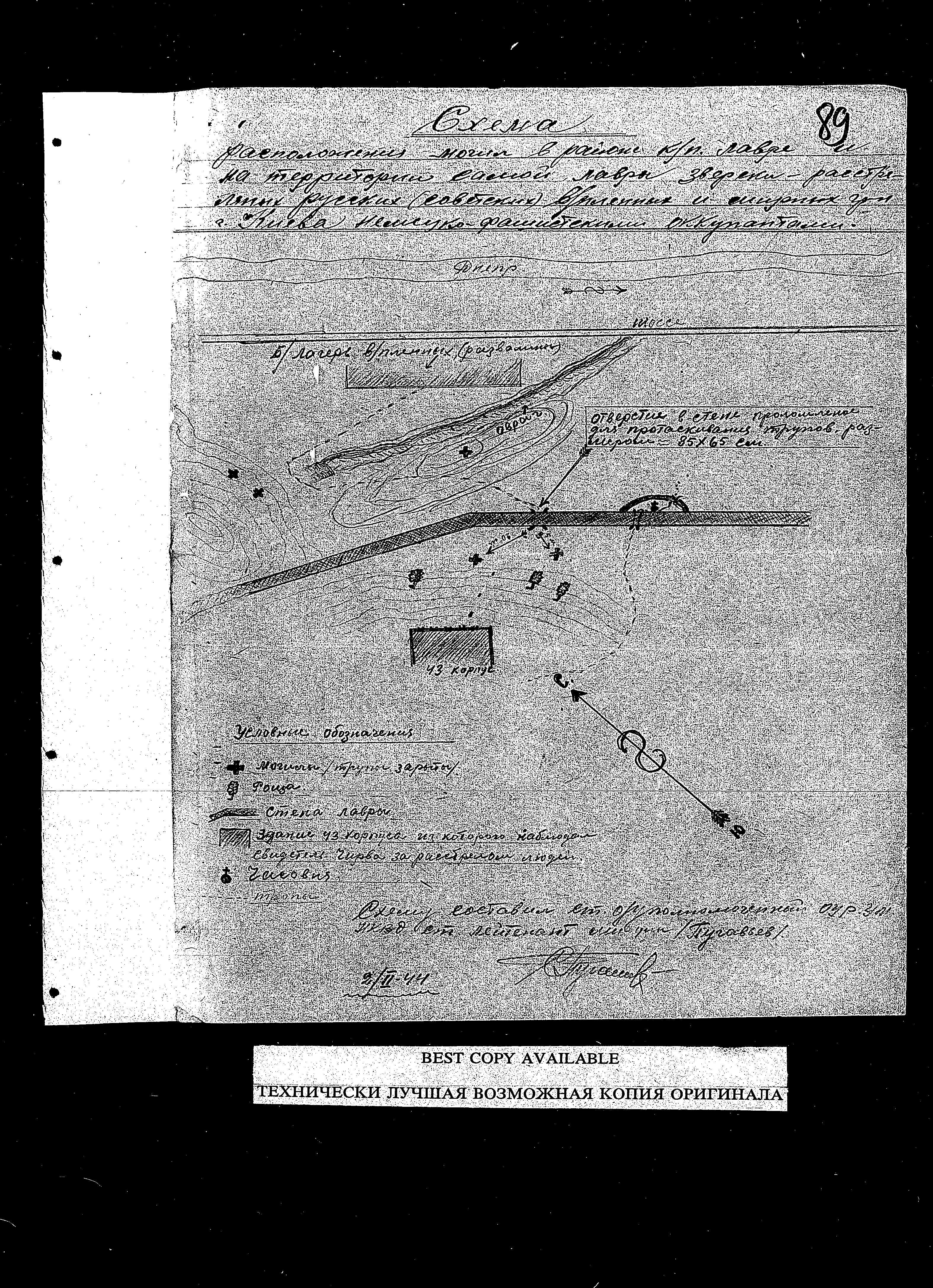 Sketch of the murder site near the Kiev Monastery of the Cave