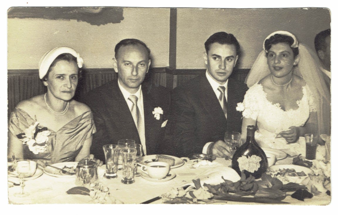 Wedding photo of Ryszard / Richard Haber with Irena & Henryk Haber