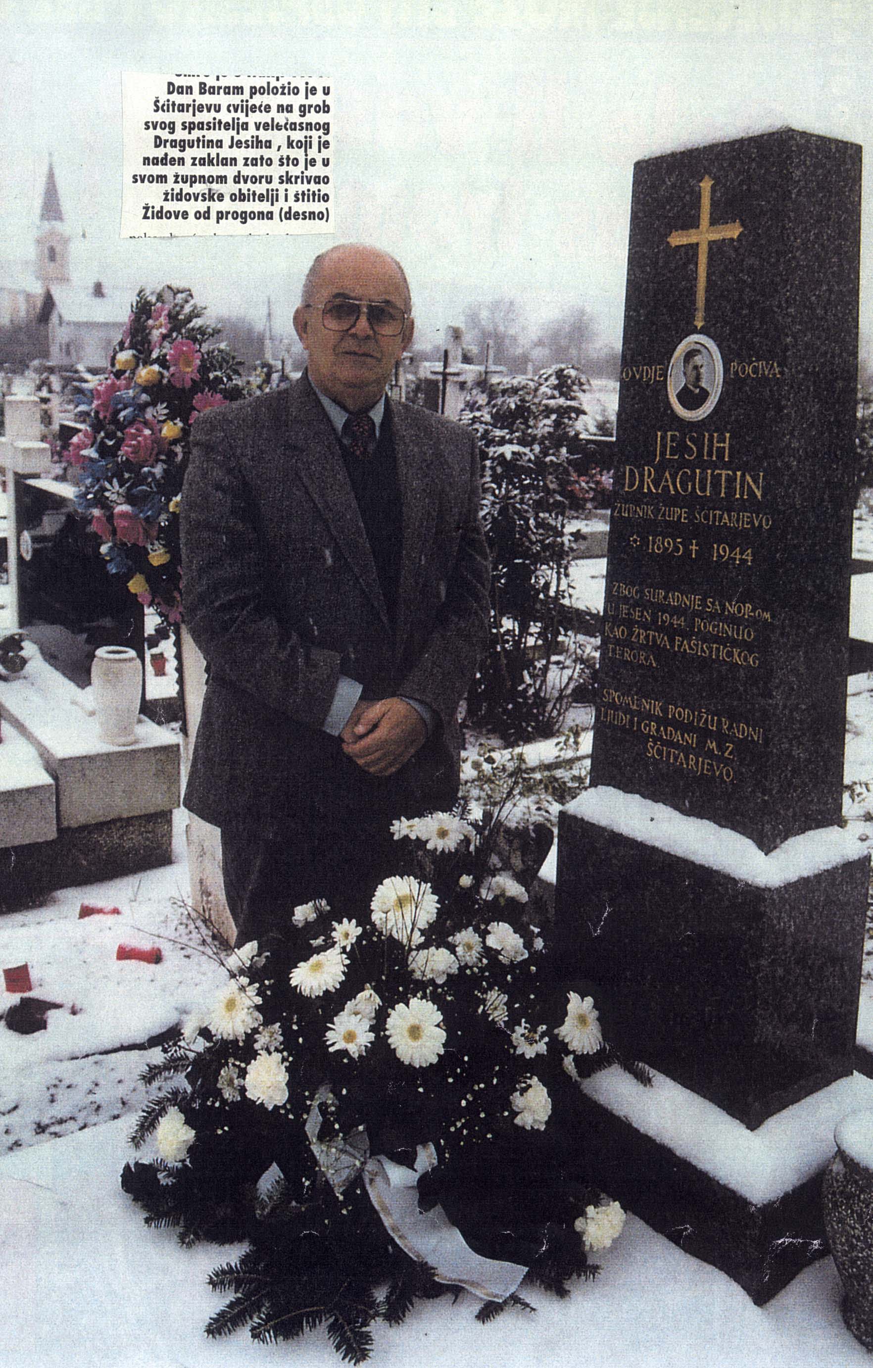 The rescued near the grave of Dragutin Jesih