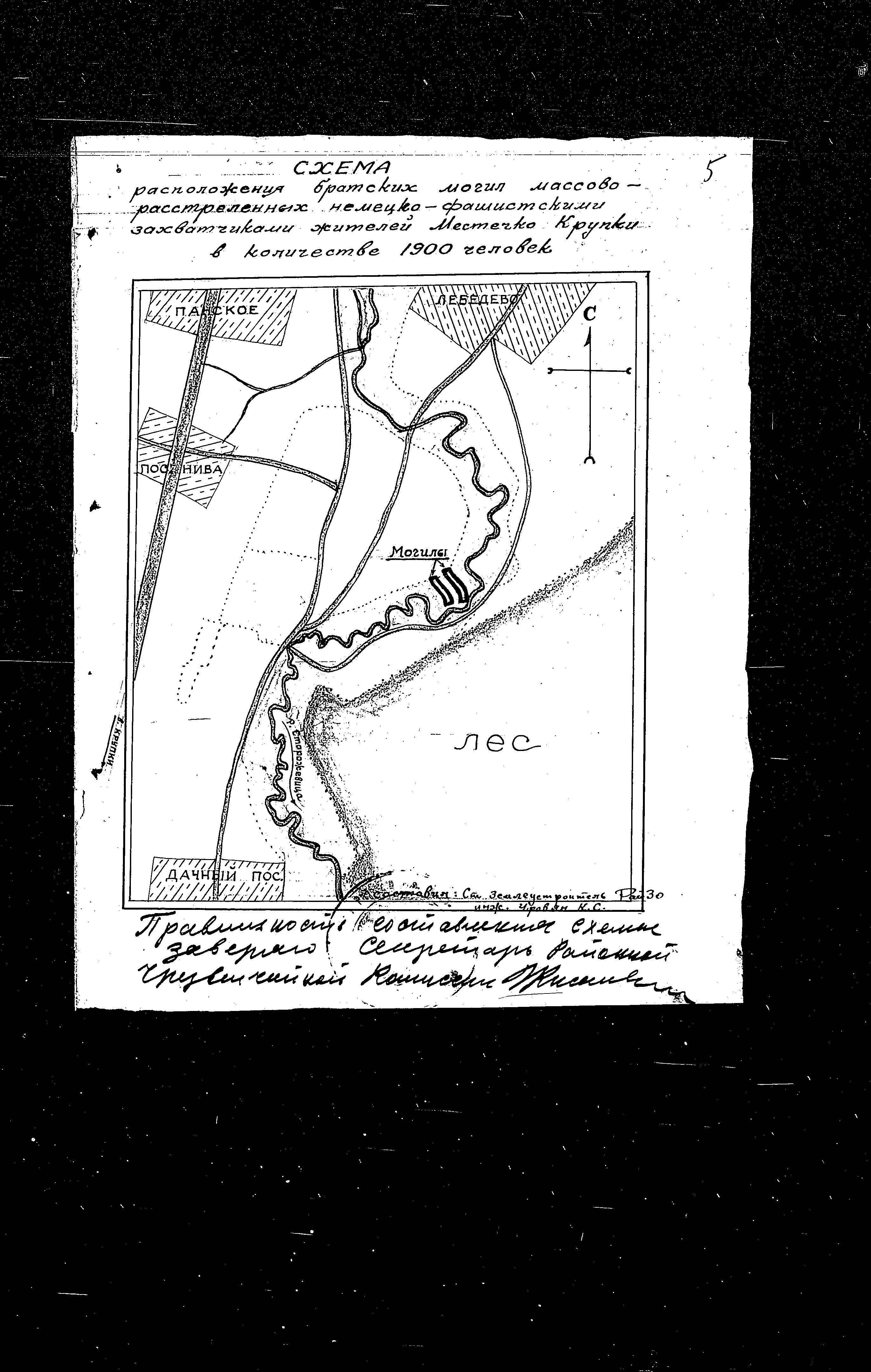 Sketch of the murder site in Krupki
