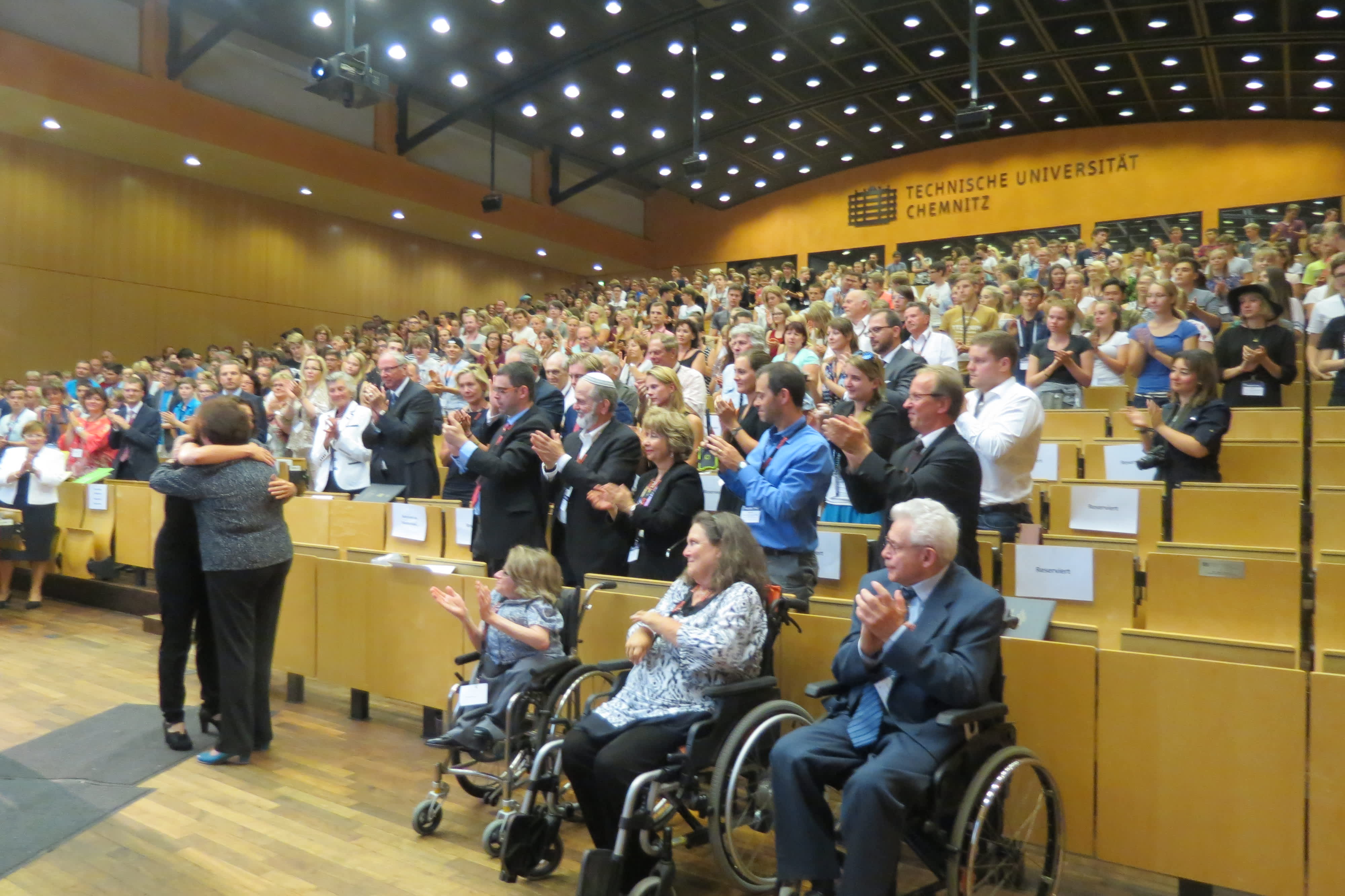 Families of the Righteous Margarethe von Helldorff and Martha Frieda Fischer and the rescued persons, ceremony in honor of the Righteous, Chemnitz University, 13 September 2016