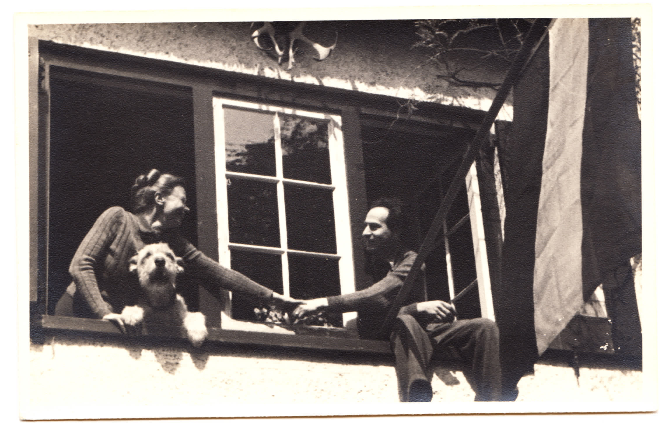 Prewar, Maria Helena Friedlander (Bruhn) with her husband Henry Friedlander at their house at Wassenaar