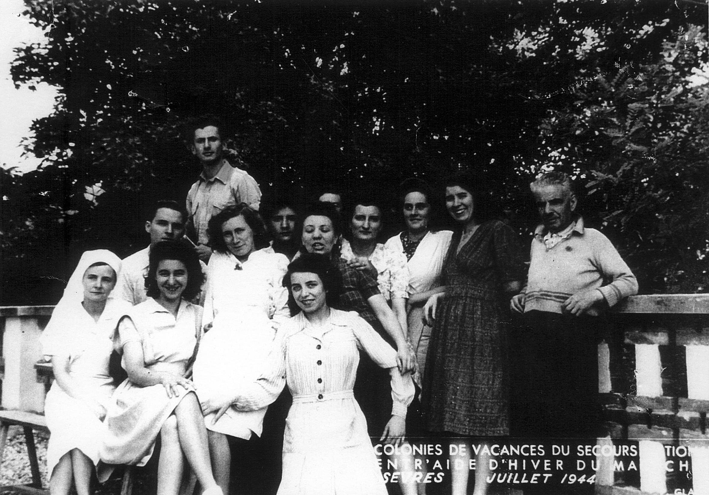 Yvonne Hagnauer (second right) and Marcel Marceau (standing behind)