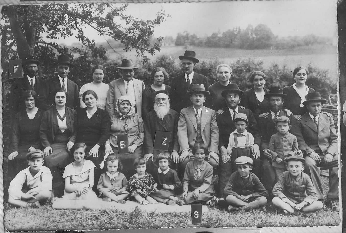 Family gathering to celebrate the 50th anniversary of Pinchas and Leah Gutfreund in 1935,  with Hugo and Erna Gutfreund and their son, Kurt  (front row left). All but four died in the Shoah.