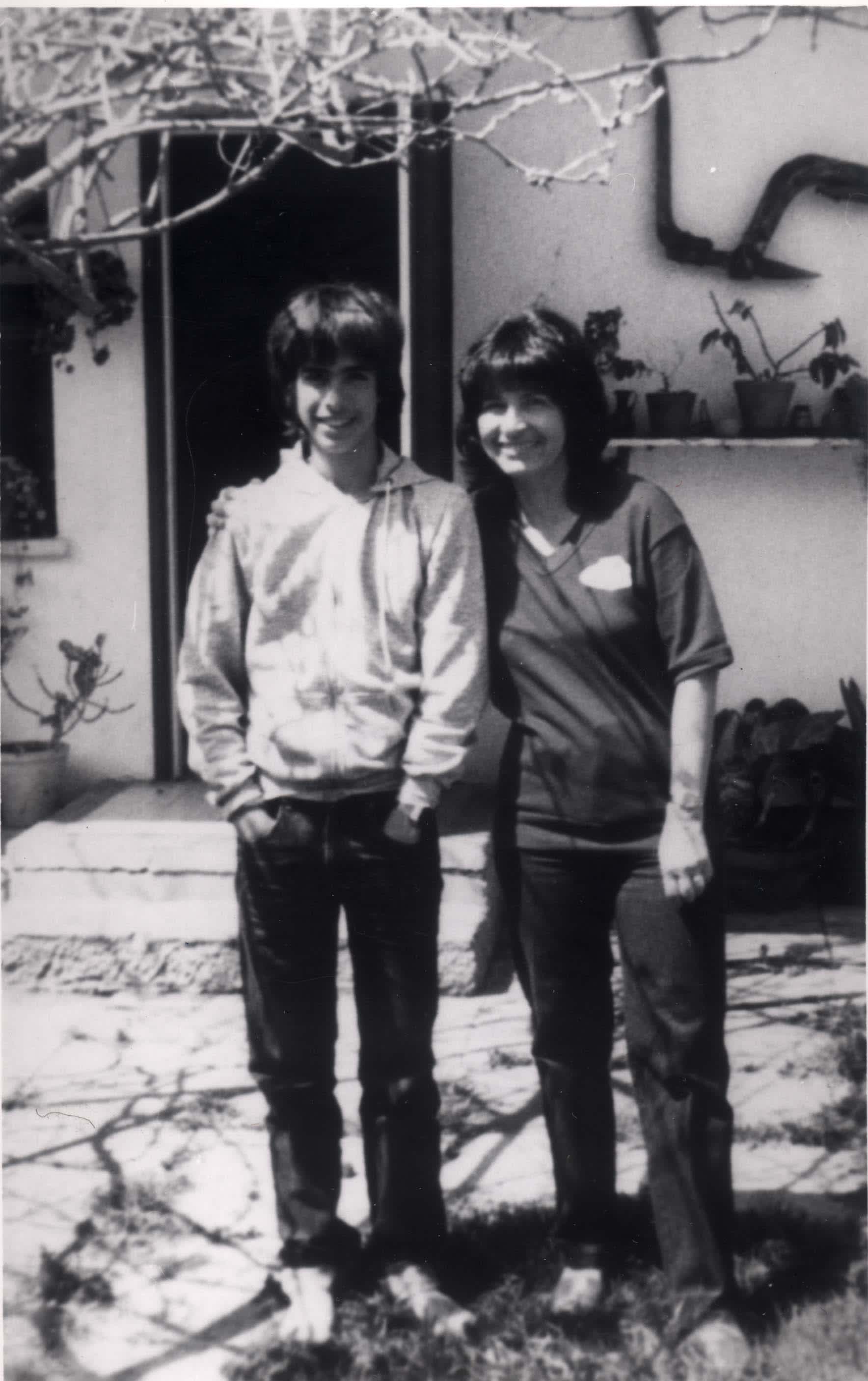 back of the picture, the rescued Rachel Ben-Shaul (nee zonszajn) with her son Yariv, 1983, kibbutz Maabarot