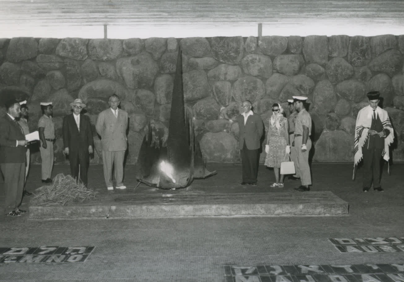 Ceremony in Honor of Eugene van der Meersch in the Hall of Remembrance. Yad Vashem, 26.08.1962