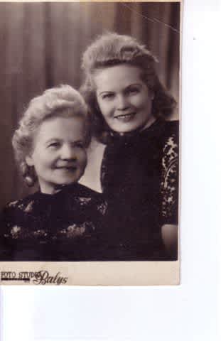 From right to left - Lidija Vadauskiene (Naglite) and her sister Regina, 1953