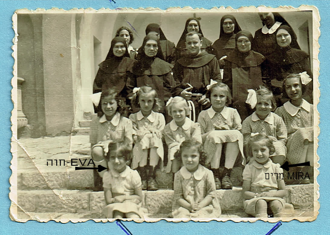 Mother Renata Rosenspitz with the children in her care. Chava Tibor at the bottom left