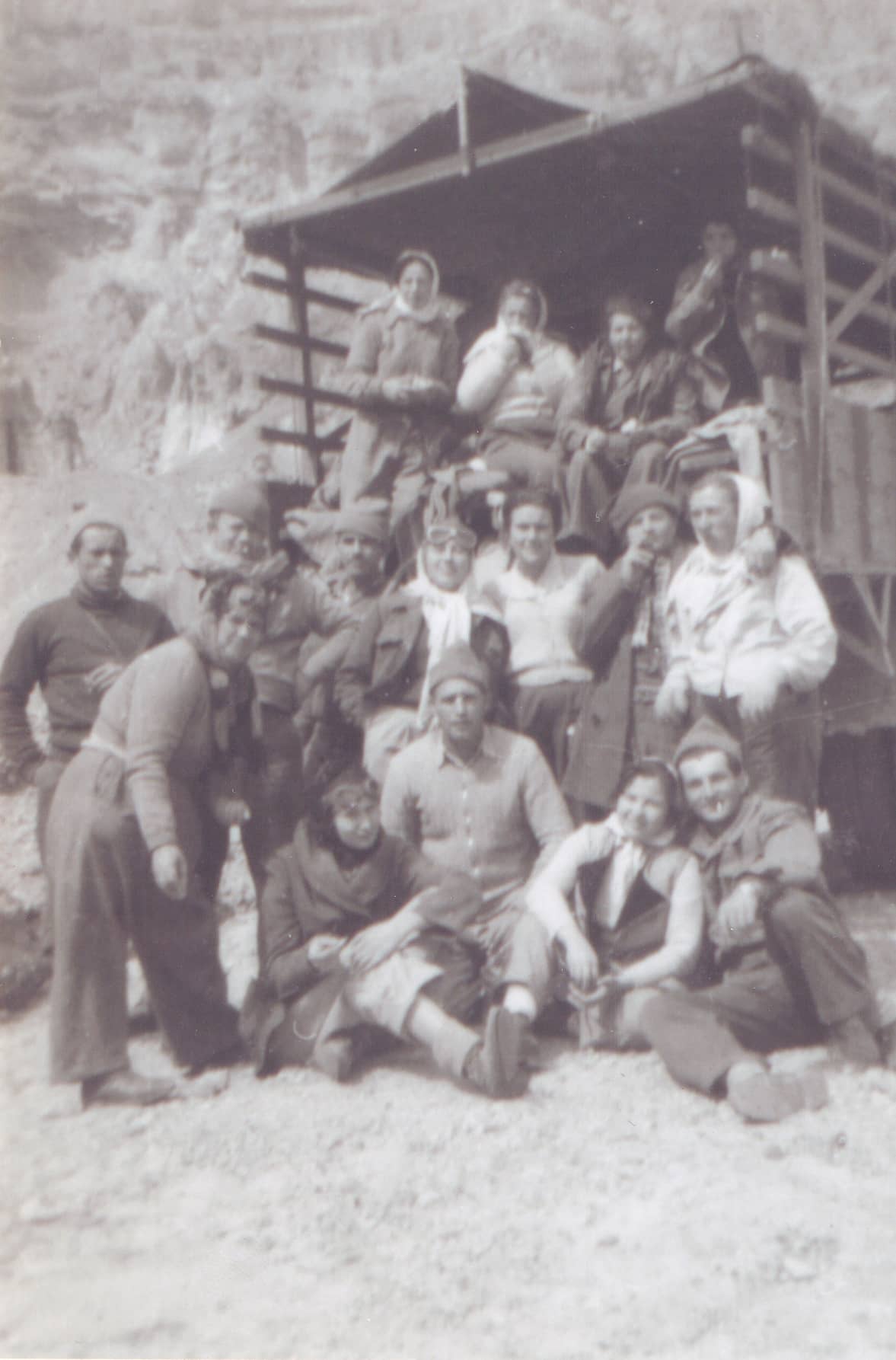 The survivor Feiga (Fanka) Beder with a group of youths in Eilat, Israel. The end of the 1940-es.