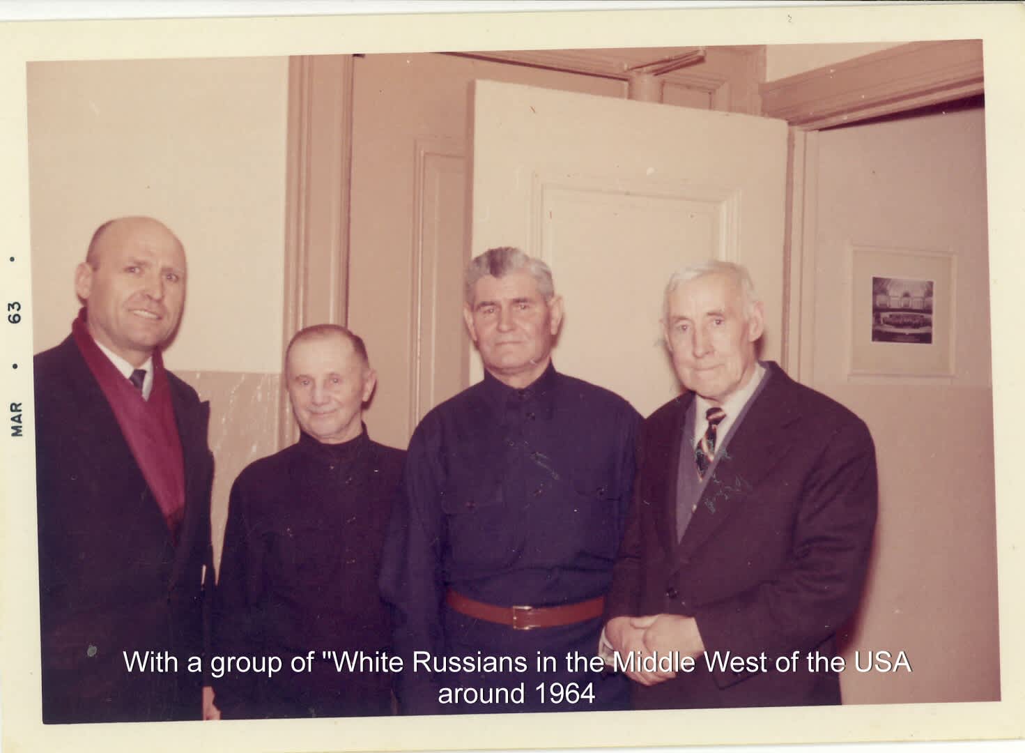 Aleksandr Kramarovskiy (right) with a group of  White Russians . USA, 1963